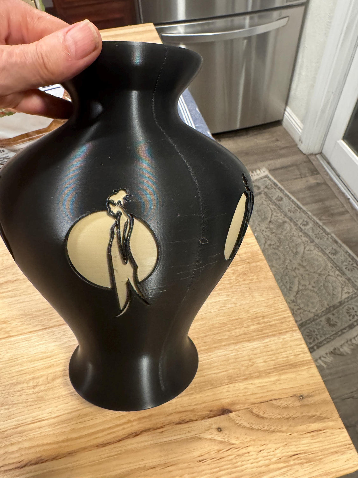 JAPAN ELEGANCE Geisha in the Moonlight Vase, modern black decor, Japanese inspired centerpiece, minimalist shelf styling, gift for her