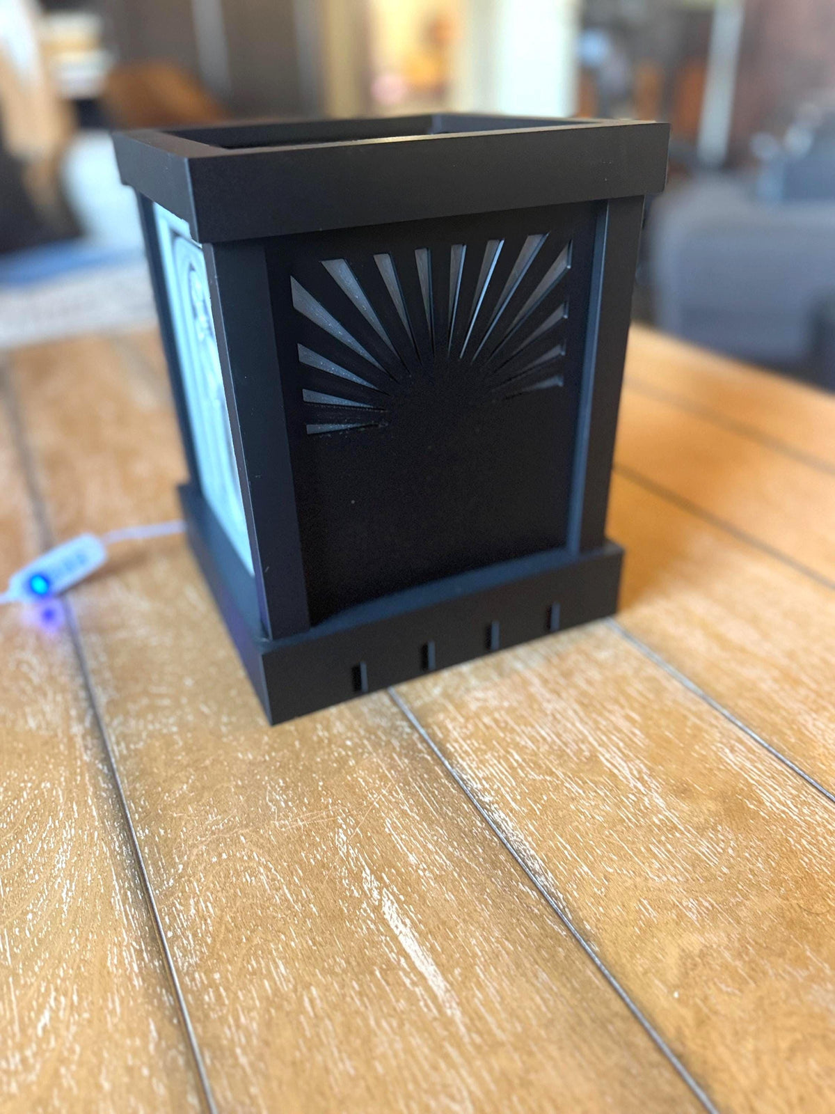 ART DECO Lady in Black Table Lamp, Starburst Panels, Dimmer LED Mood Light, Special Introductory Pricing