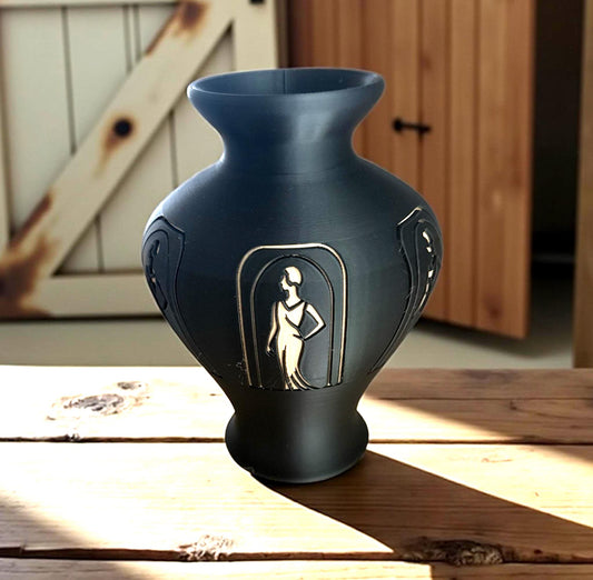 Classic Art Deco Vase Design, Lady in Black, Original, Jazz Age Decor, Durable Vase, Unique Gift for Her or Gift for Mom, Introductory Price