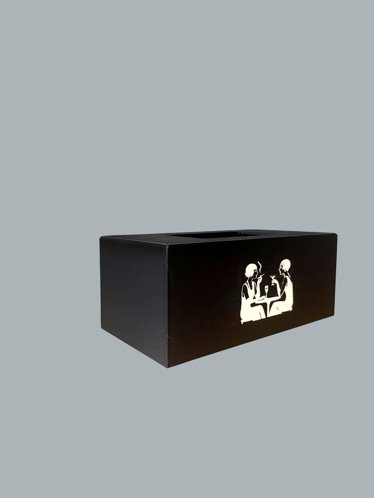 ART DECO FLAPPERS Cocktails Tissue Box Cover, Roaring 20s Speakeasy Decor, Black and Tan Rectangular Kleenex Holder for Bathroom Vanity