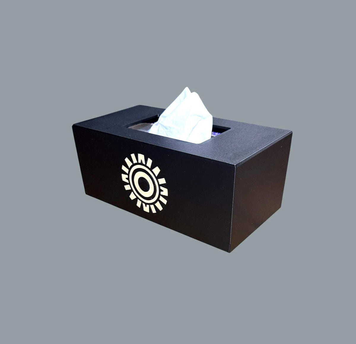 Aztec Sun ART DECO  Tissue Box Cover, Inspired by Ancient Americas Aztec design, modern boho rectangular kleenex holder,  accen