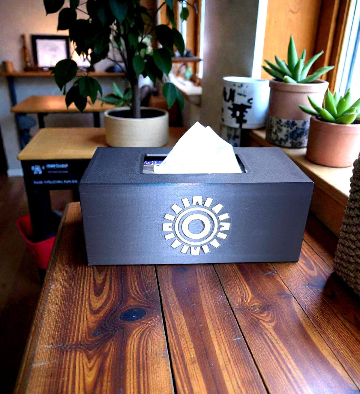 Aztec Sun ART DECO  Tissue Box Cover, Inspired by Ancient Americas Aztec design, modern boho rectangular kleenex holder,  accen