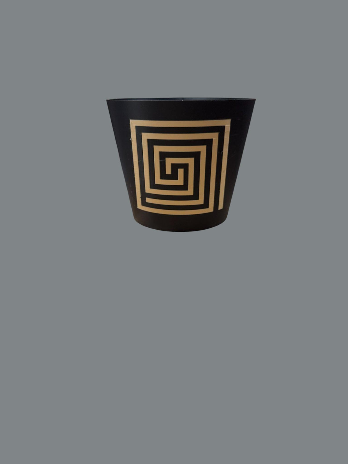 MAYAN Labyrinth ART DECO Cachepot Cover, Geometric Planter Sleeve, Modern Black Beige Pot, Southwestern Home Decor, Housewarming Gift