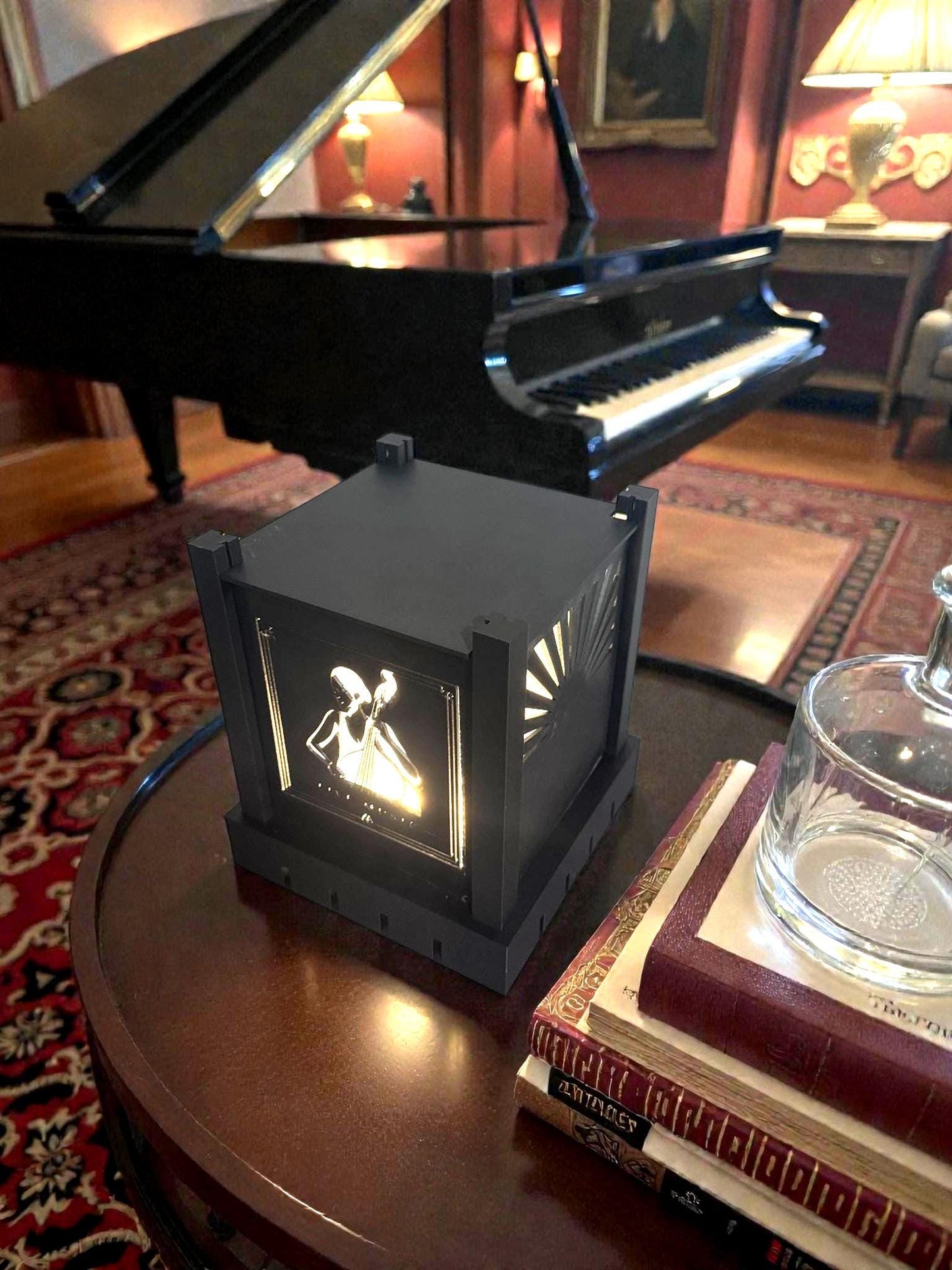 ART DECO CELLO Player Table Lamp, Musician Silhouette Nightstand Light, Elegant String Instrument Decor, Jazz Age Music Gift, Cellist Accent