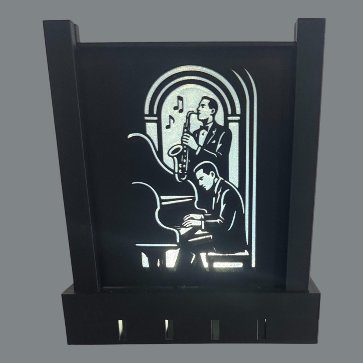 Art Deco Jazz Duo Lamp, Noir Musician Portrait Light, AFTER HOURS Lounge Glow, Warm Neutral Cool LED, Bedside Desk Accent, Gift