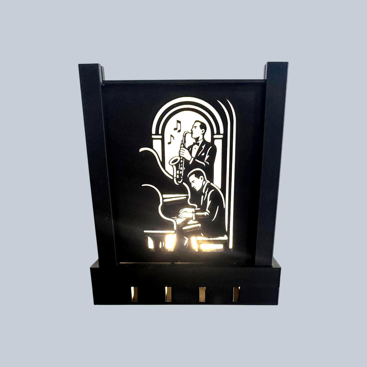 Art Deco Jazz Duo Lamp, Noir Musician Portrait Light, AFTER HOURS Lounge Glow, Warm Neutral Cool LED, Bedside Desk Accent, Gift