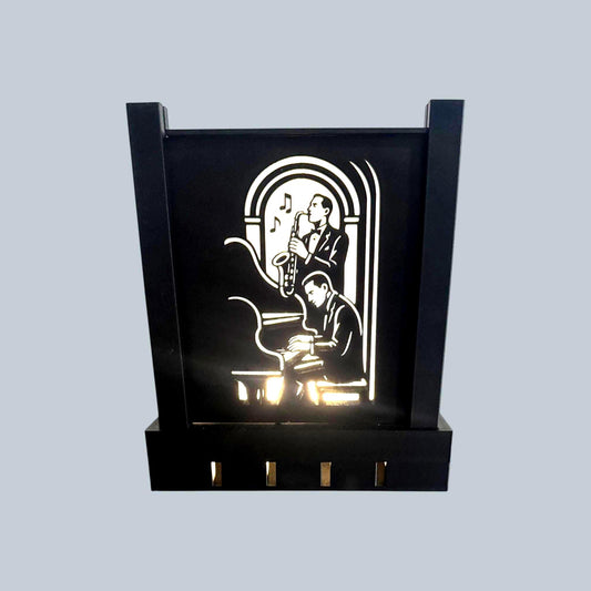 Art Deco Jazz Duo Lamp, Noir Musician Portrait Light, AFTER HOURS Lounge Glow, Warm Neutral Cool LED, Bedside Desk Accent, Gift