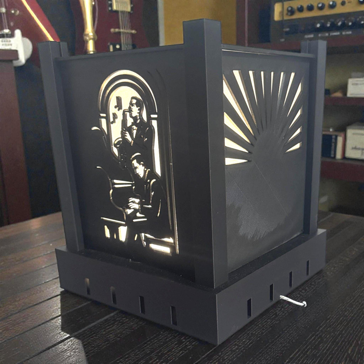 Art Deco Jazz Duo Lamp, Noir Musician Portrait Light, AFTER HOURS Lounge Glow, Warm Neutral Cool LED, Bedside Desk Accent, Gift