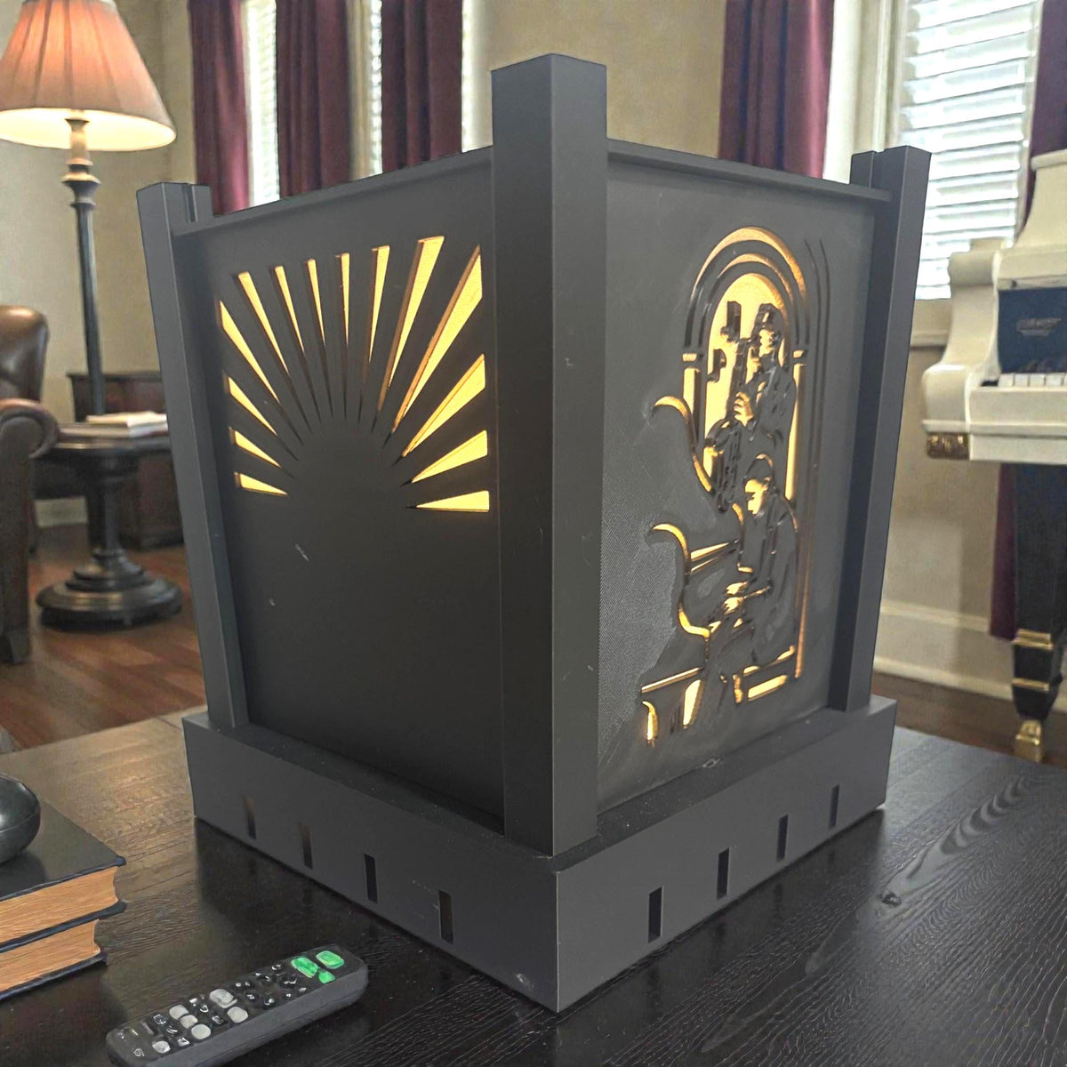 Art Deco Jazz Duo Lamp, Noir Musician Portrait Light, AFTER HOURS Lounge Glow, Warm Neutral Cool LED, Bedside Desk Accent, Gift