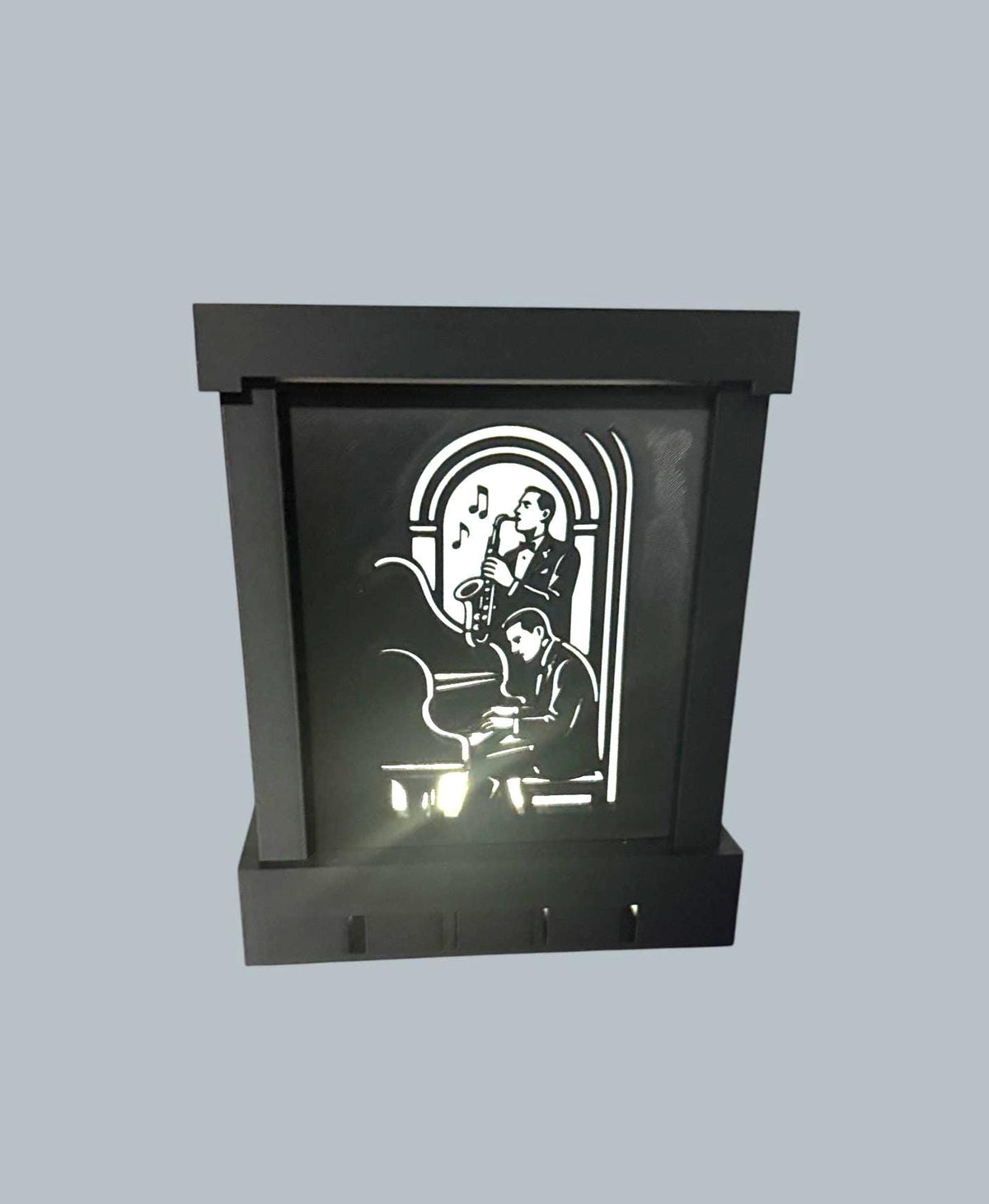 ART DECO JAZZ Table Lamp, Piano Sax Silhouette Light, Speakeasy Mood Lighting, Music Lover Gift, Modern Deco Home Accent