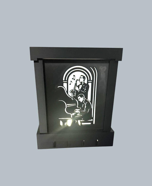 ART DECO JAZZ Table Lamp, Piano Sax Silhouette Light, Speakeasy Mood Lighting, Music Lover Gift, Modern Deco Home Accent