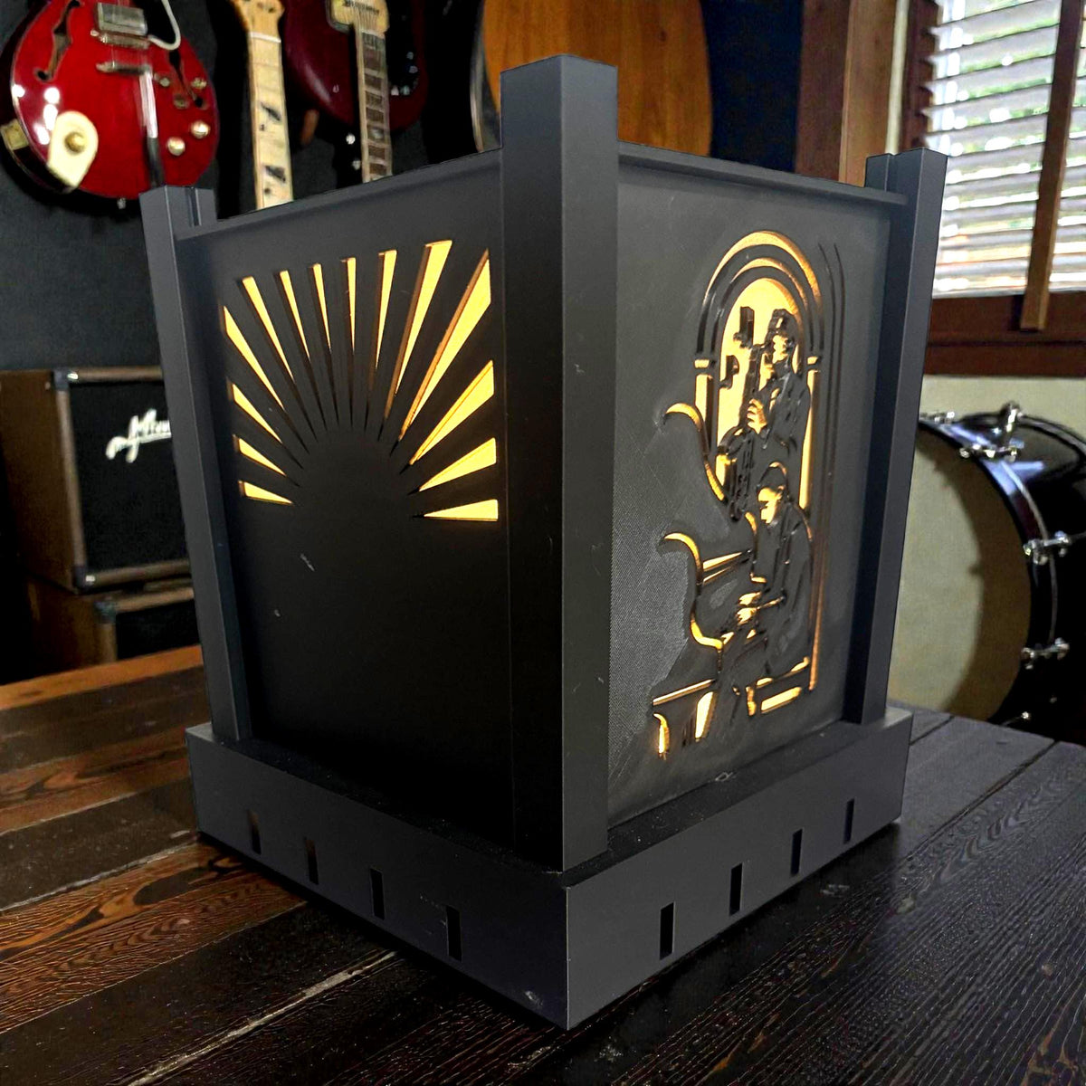 Art Deco Jazz Duo Lamp, Noir Musician Portrait Light, AFTER HOURS Lounge Glow, Warm Neutral Cool LED, Bedside Desk Accent, Gift