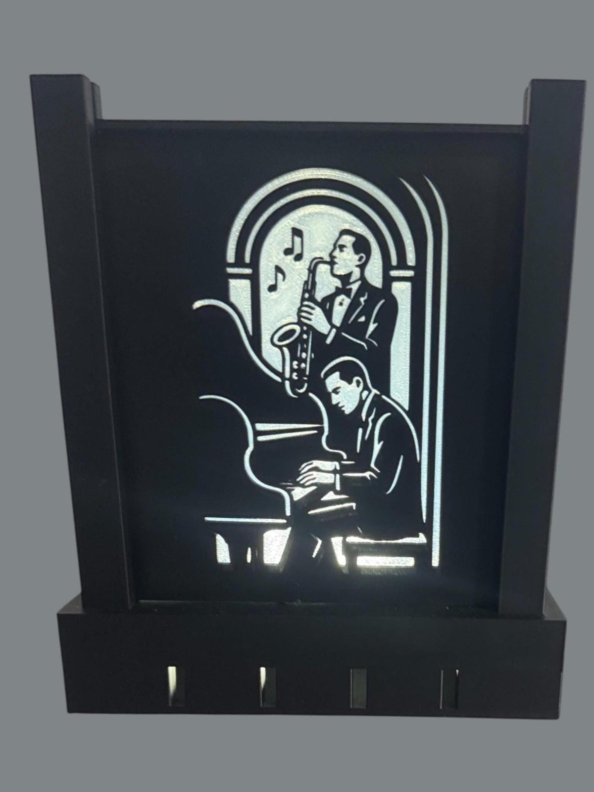 Art Deco Jazz Duo Lamp, Noir Musician Portrait Light, AFTER HOURS Lounge Glow, Warm Neutral Cool LED, Bedside Desk Accent, Gift