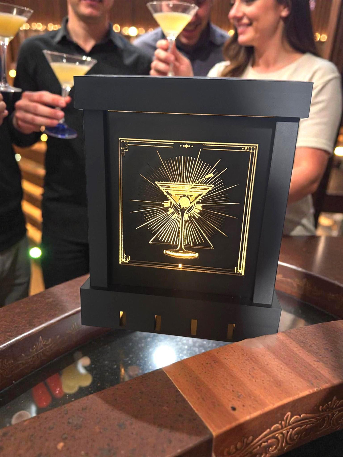 ART DECO MARTINI Cocktail Bar Lamp, Speakeasy Lounge Accent Light, Retro Mixology Decor,  Table Night Light, Gift for Cocktail Lovers