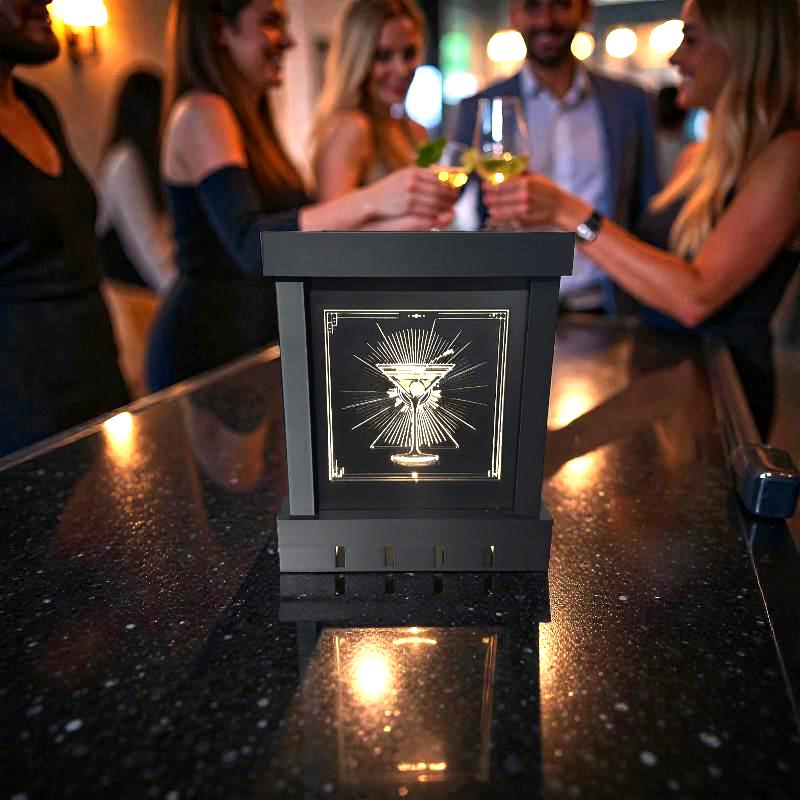 ART DECO MARTINI Cocktail Bar Lamp, Speakeasy Lounge Accent Light, Retro Mixology Decor,  Table Night Light, Gift for Cocktail Lovers