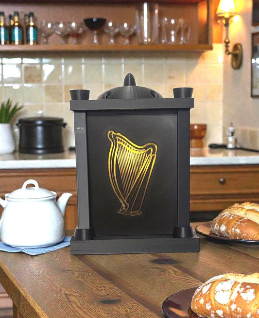NATIONAL HARP LANTERN, Gaelic musical symbol, Irish pride tribute art, 3-tone led mood light, St Patricks Day gift, heritage music decor