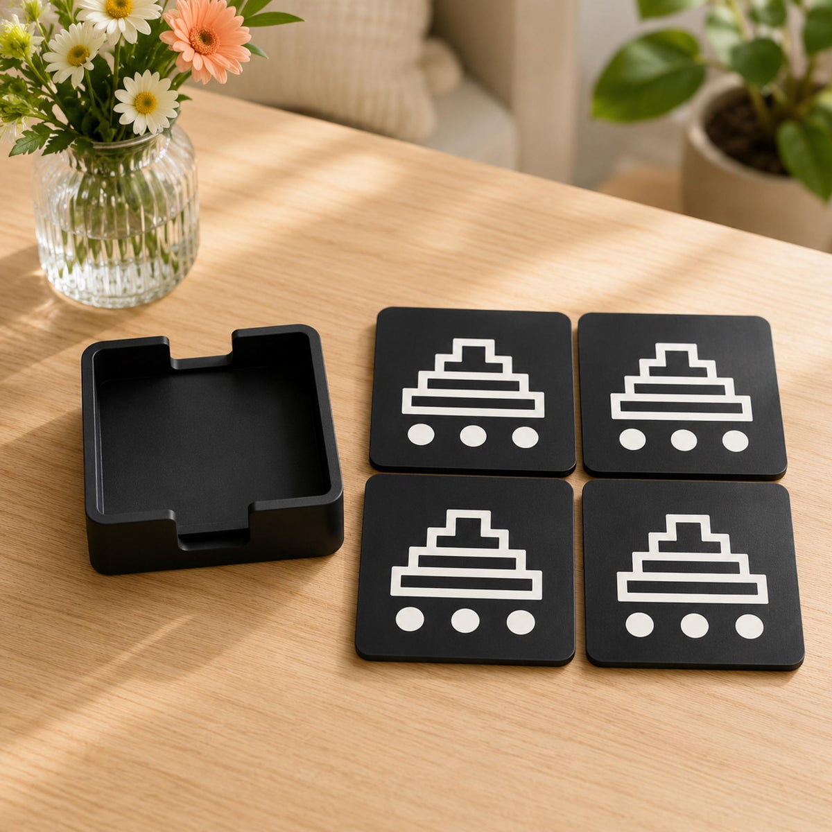 MESOAMERICAN Home Decor Set | Mayan Temple Bundle | Stepped Pyramid Tray, Pyramid Coasters & Labyrinth Cachepot