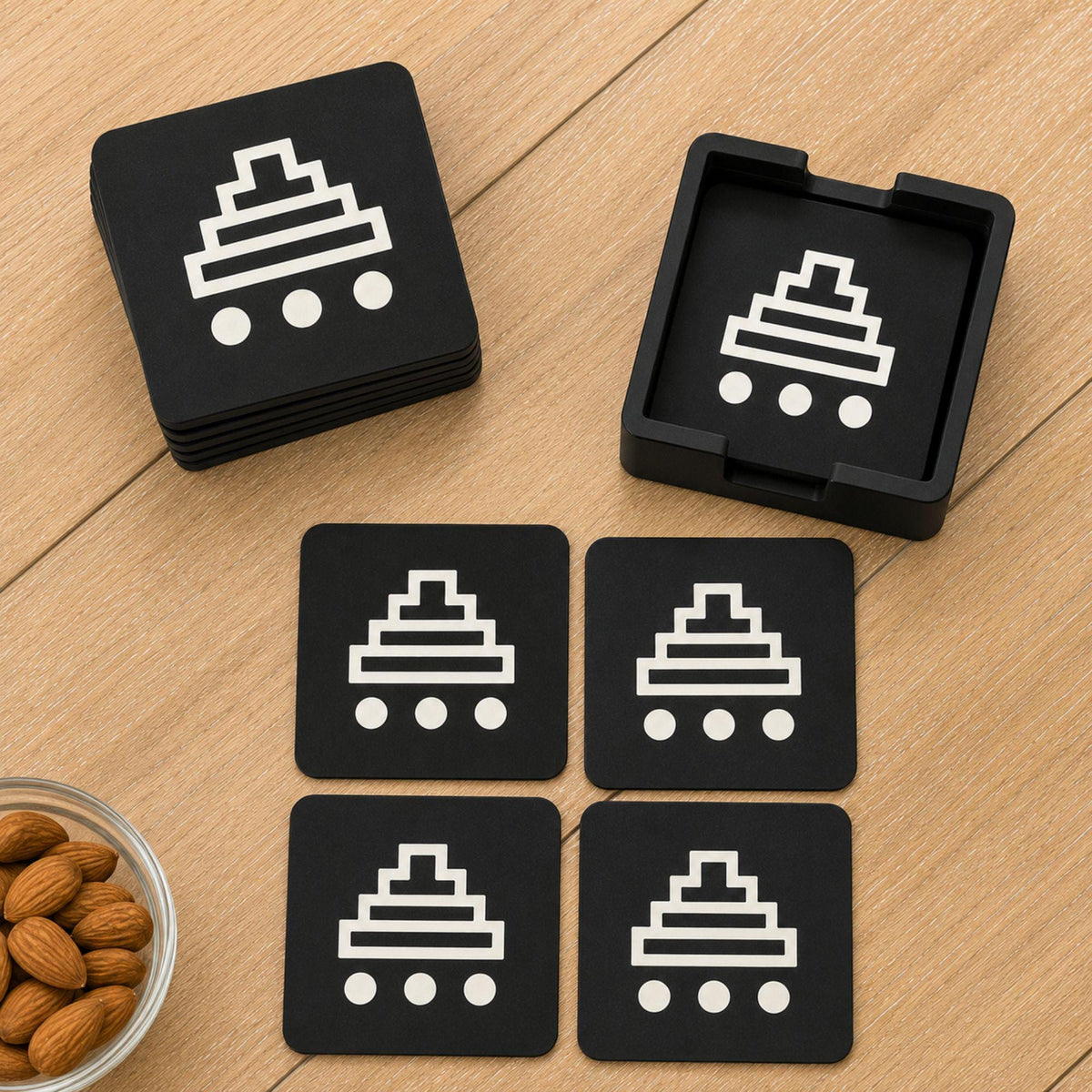 MESOAMERICAN Home Decor Set | Mayan Temple Bundle | Stepped Pyramid Tray, Pyramid Coasters & Labyrinth Cachepot