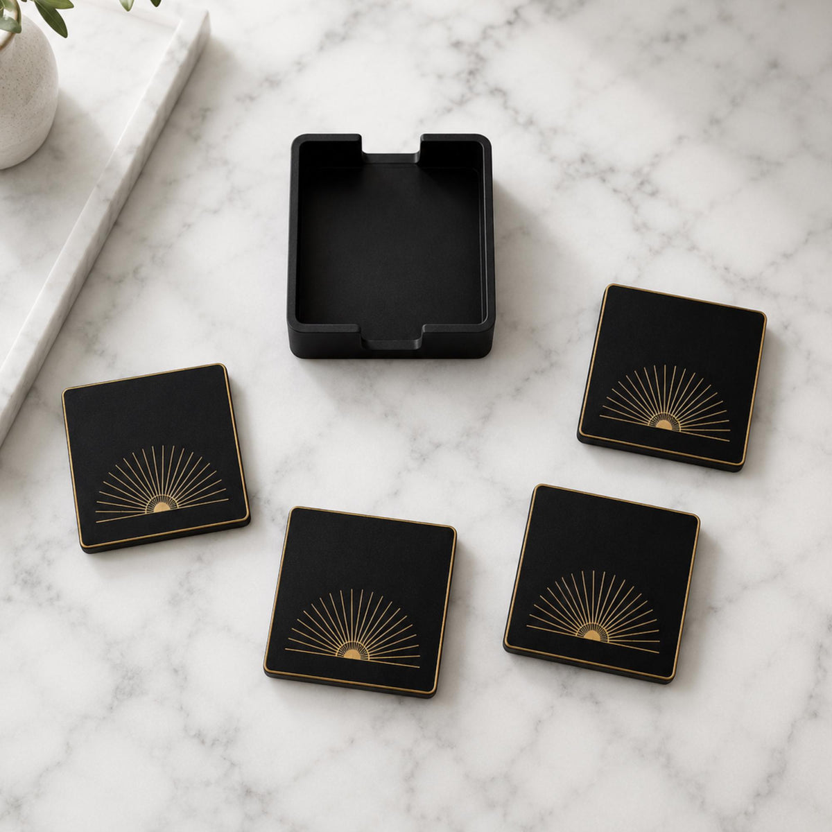 Lady in Black Complete Set | Art Deco Living Room Decor Collection Bundle | Lamp, Vase, Coasters & Tray | Jazz Age Style