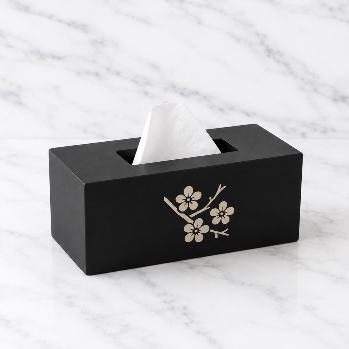 CHERRY BLOSSOM Bedroom Set | Japanese Sakura Vanity Decor Bundle | Tissue Box, Cachepot & Coasters | Zen Gift Set