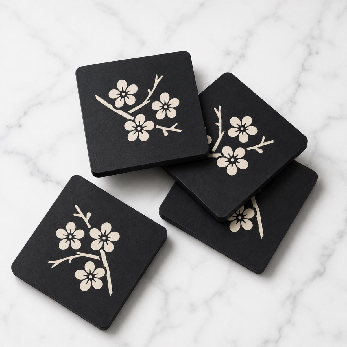 CHERRY BLOSSOM Bedroom Set | Japanese Sakura Vanity Decor Bundle | Tissue Box, Cachepot & Coasters | Zen Gift Set