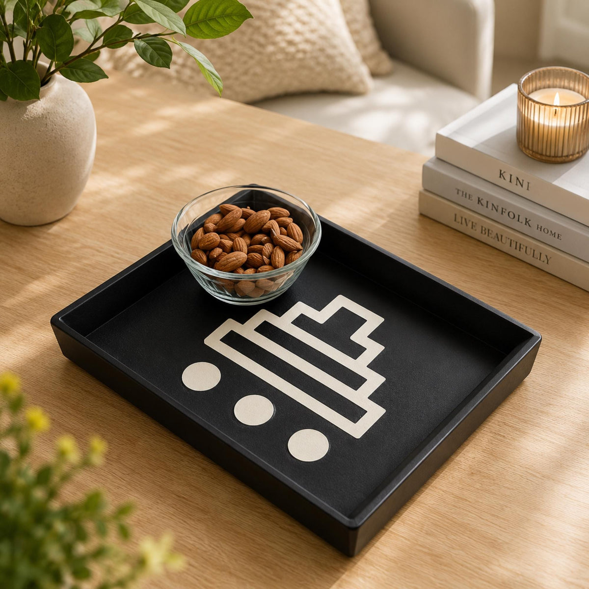 MESOAMERICAN Home Decor Set | Mayan Temple Bundle | Stepped Pyramid Tray, Pyramid Coasters & Labyrinth Cachepot