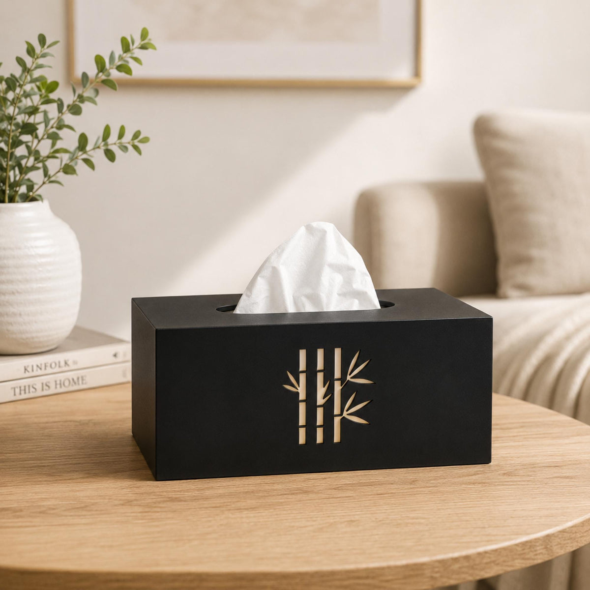 BAMBOO Zen Home Decor Bundle | Japanese Minimalist Decor Set | Bamboo Vase, Cachepot, Tissue Cover & Coasters