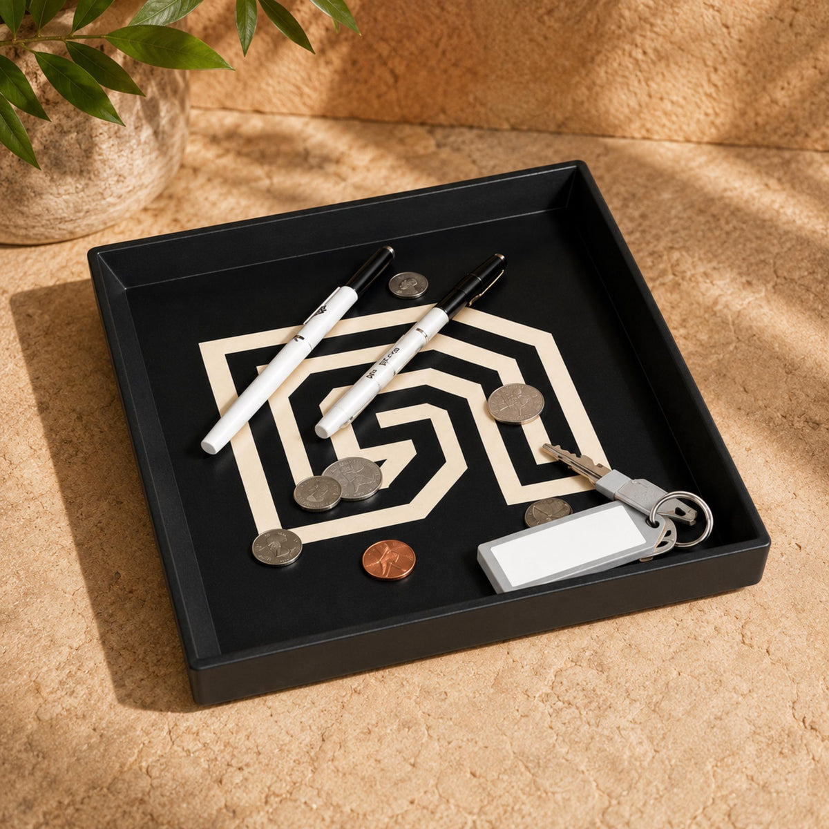PUEBLO SOUTHWEST Decor Set | Santa Fe Home Decor Bundle | Pueblo Tray, Coasters & Andean Cachepot | Desert Aesthetic Gift
