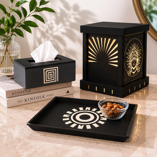 AZTEC SUN Collection Bundle | Mesoamerican Lamp Set | Sol Invictus Home Decor | Ancient Americas Premium Decor Set
