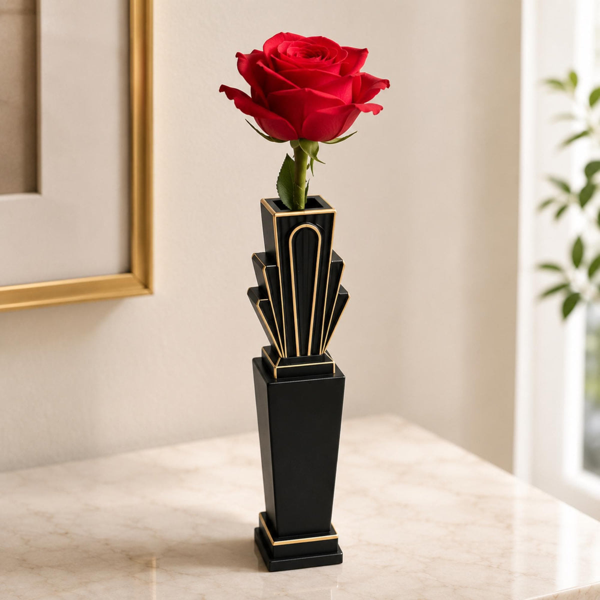 NYC Art Deco Statement Set | Manhattan Architecture Decor Bundle | Gotham Tower Vase, Lady Tray & Starburst Coasters