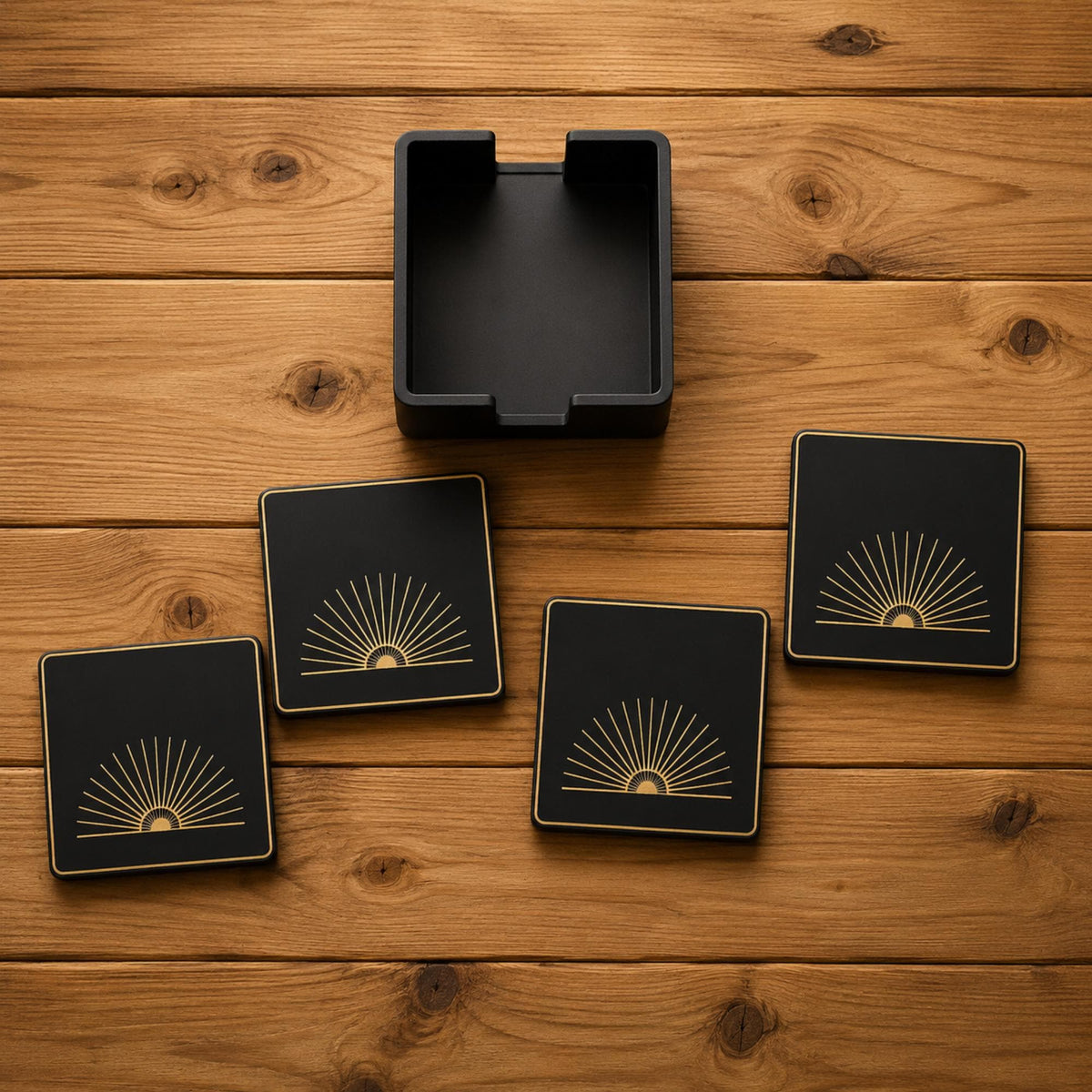 NYC Art Deco Statement Set | Manhattan Architecture Decor Bundle | Gotham Tower Vase, Lady Tray & Starburst Coasters