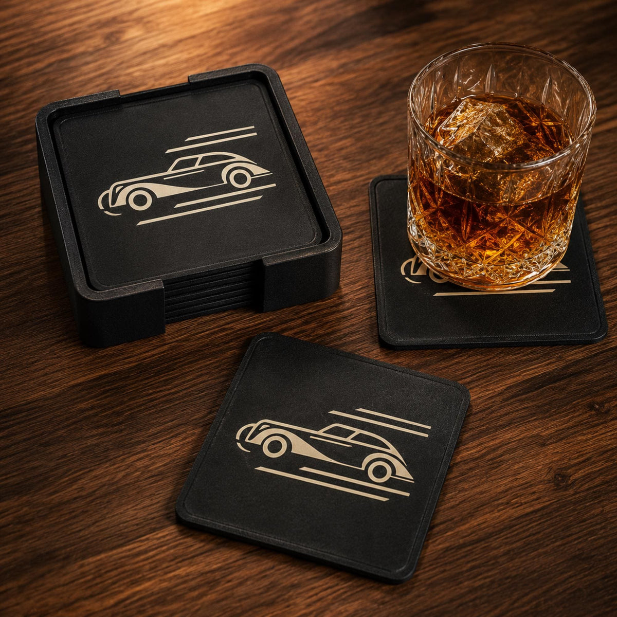 SPEAKEASY Bar Set | Art Deco Home Bar Bundle | Martini Lamp, Luxury Auto Tray & Coasters | Jazz Age Cocktail Gift Set