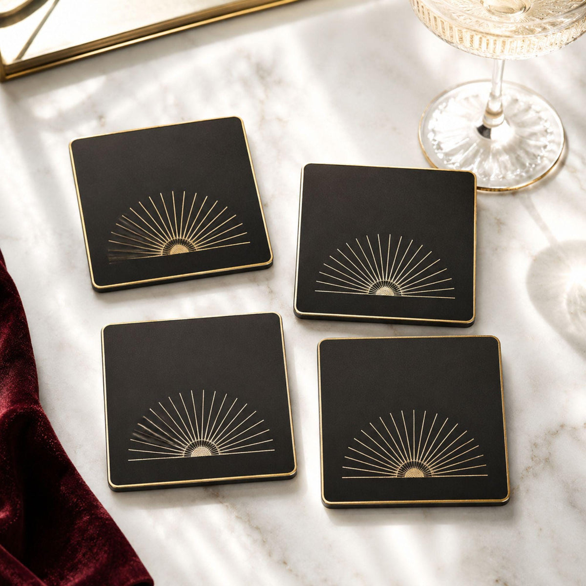 Art Deco Speakeasy Decor Set | Flapper Tissue Box Cover, Tray, Coasters & Holder | Gatsby Bathroom Bar Cart Gift