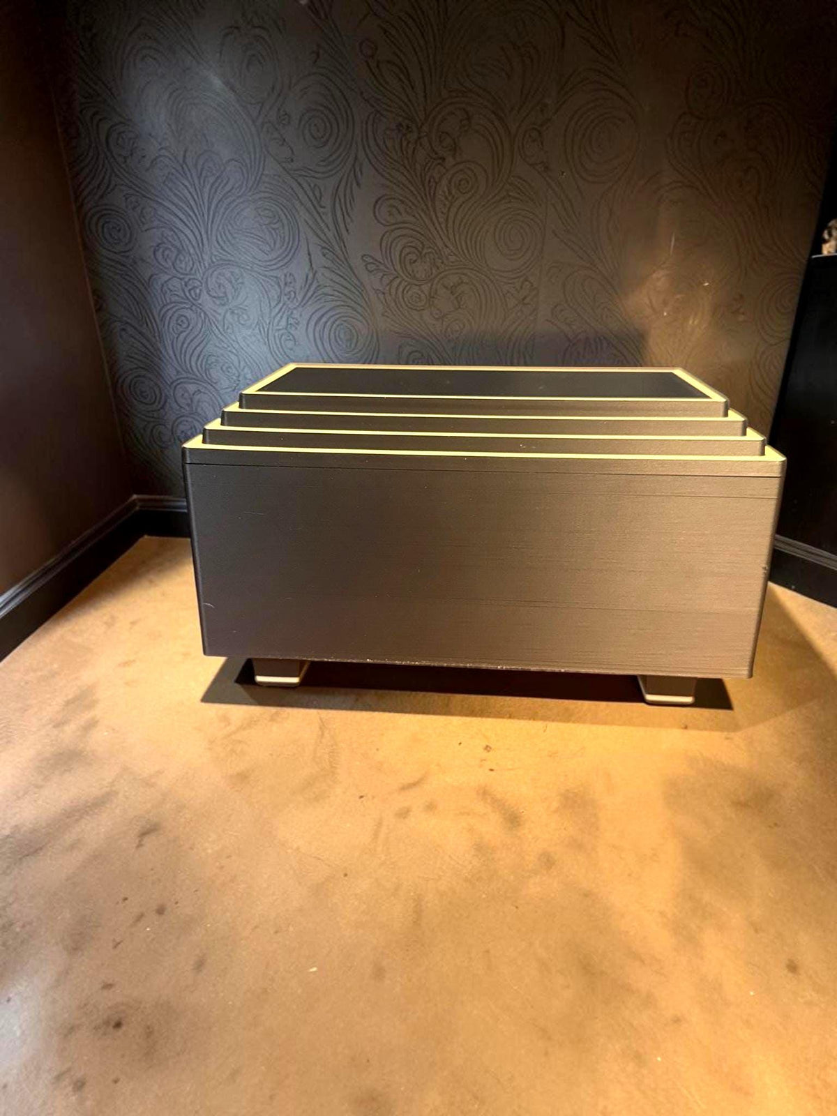ART DECO Rectangular Stepped Pyramid Box,  Keepsake Jewelry Storage, Stepped Lid Decorative Desk Box Gift