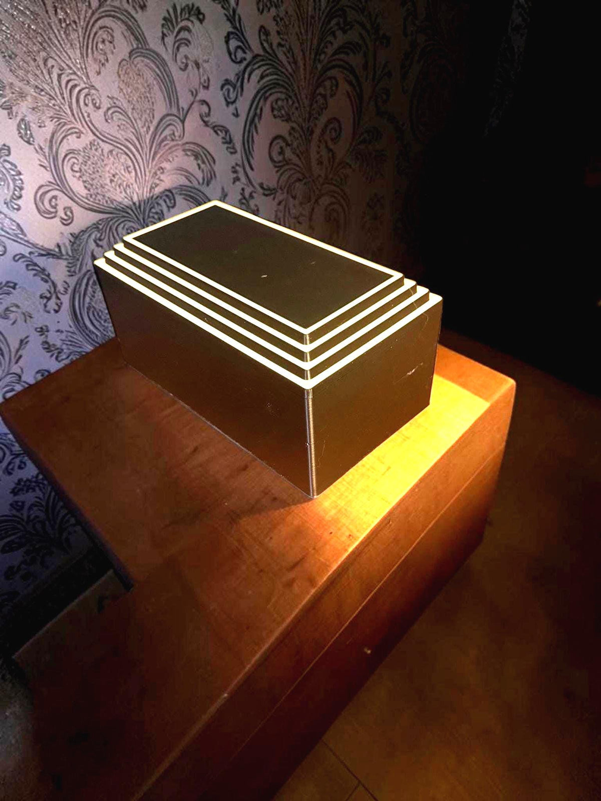 ART DECO Rectangular Stepped Pyramid Box,  Keepsake Jewelry Storage, Stepped Lid Decorative Desk Box Gift