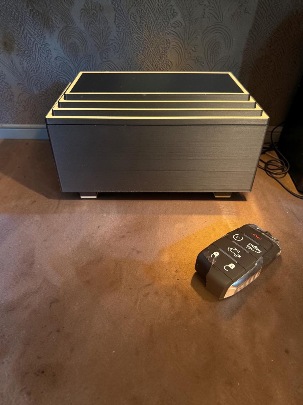 ART DECO Rectangular Stepped Pyramid Box,  Keepsake Jewelry Storage, Stepped Lid Decorative Desk Box Gift