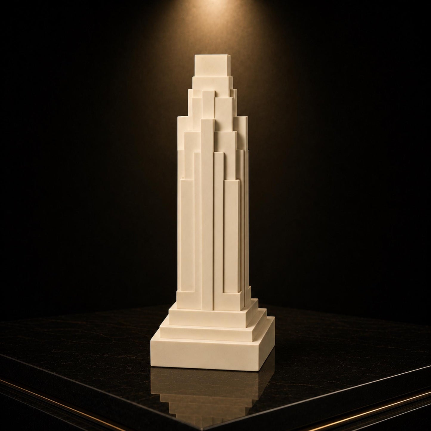 American Skyscraper Decor Set | Art Deco Architectural Sculpture Trio | Cream Tower Gift