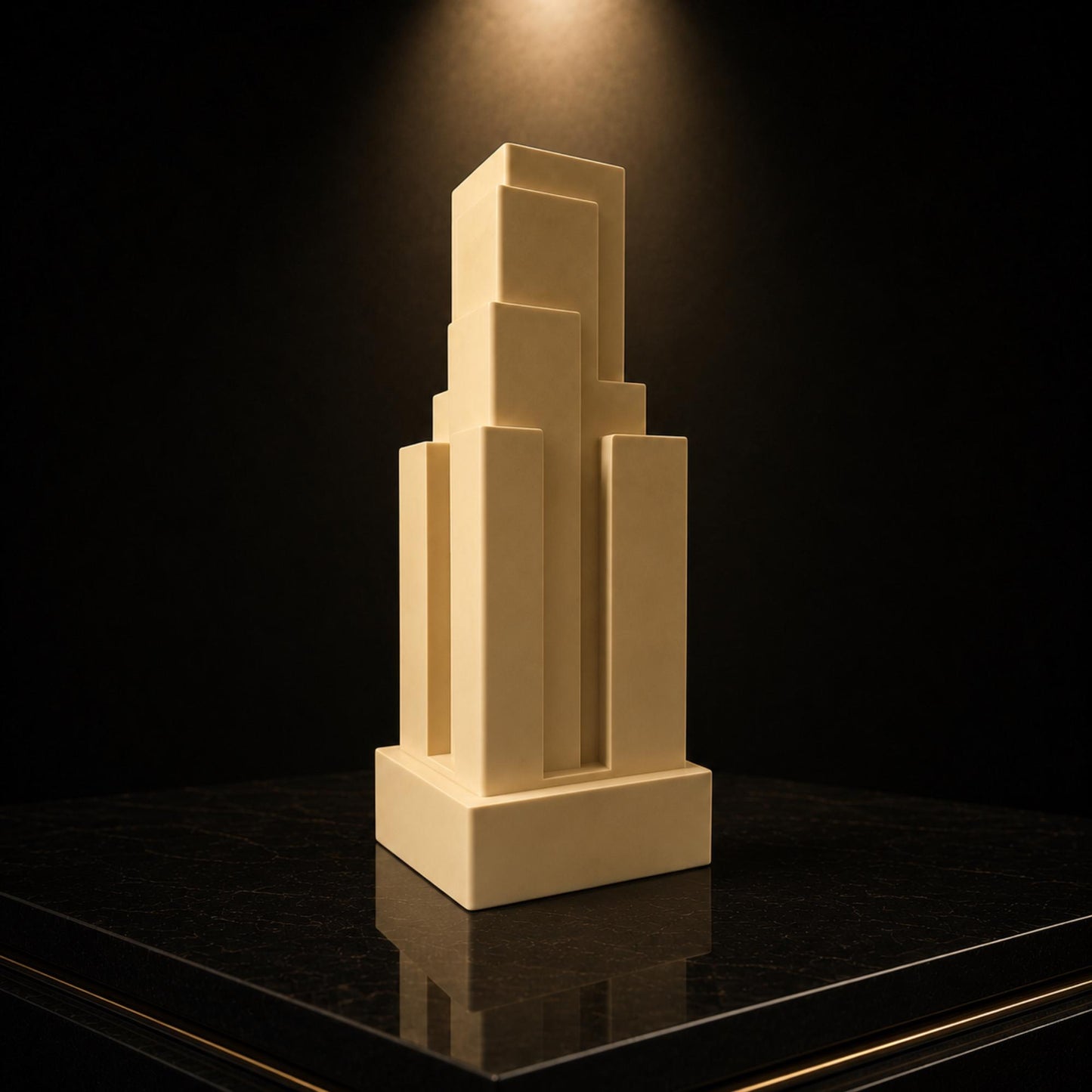 American Skyscraper Decor Set | Art Deco Architectural Sculpture Trio | Cream Tower Gift