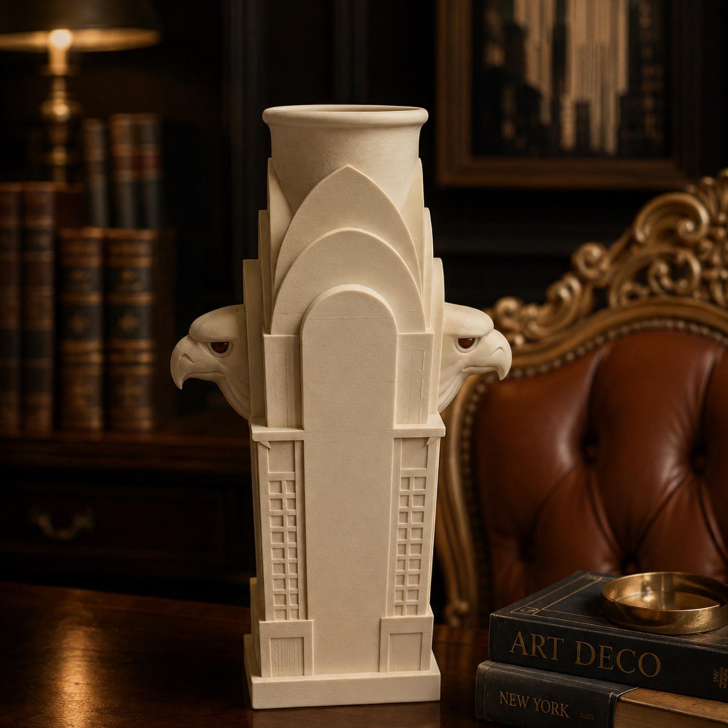 American Skyscraper Decor Set | Art Deco Architectural Sculpture Trio | Cream Tower Gift