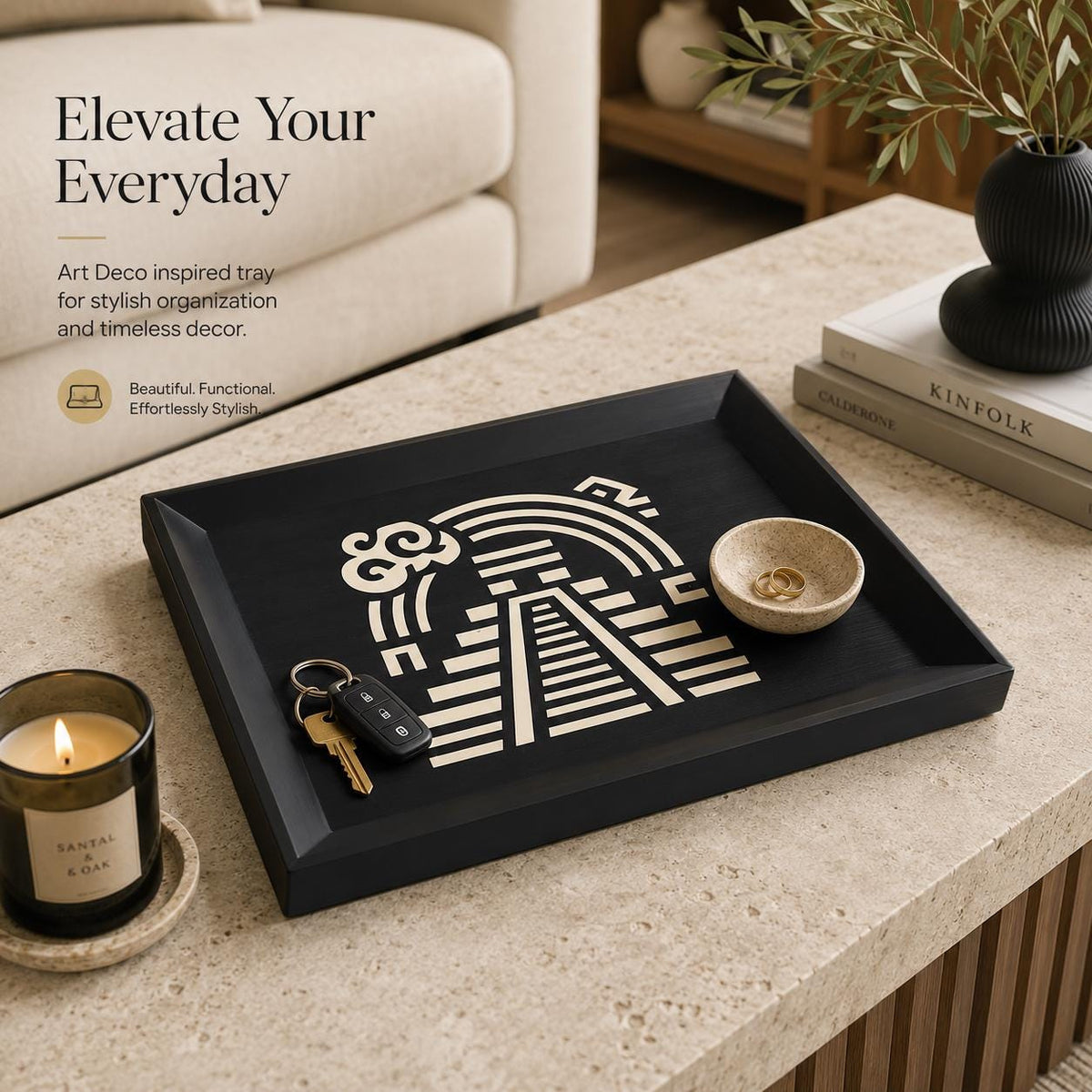 Decorative Tray | Art Deco Catchall Tray | Coffee Table Decor | Entryway Organizer