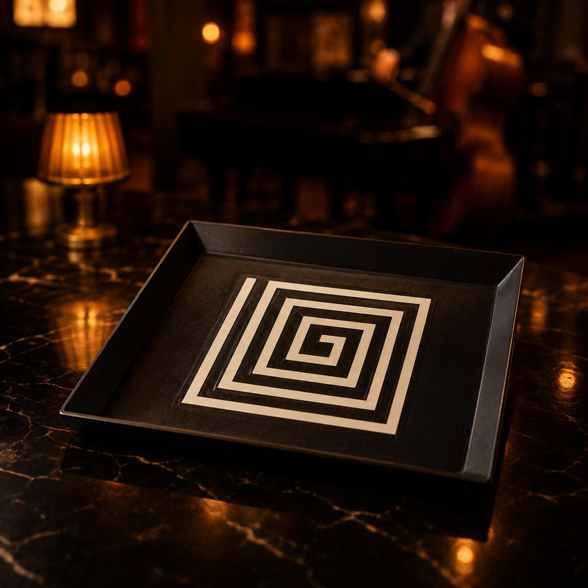 Jazz Musicians Lamp Set | Art Deco Jazz Duo Lamp, Spiral Coaster Set & Labyrinth Tray | Speakeasy Gift