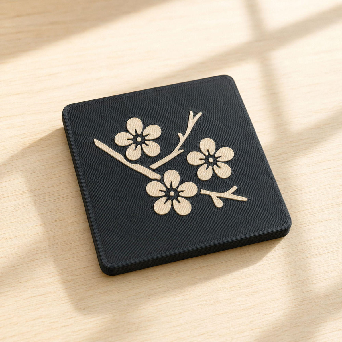 Sakura Path Duo | Cherry Blossom Tray & Coaster Set | Japanese Zen Coffee Table Decor Gift