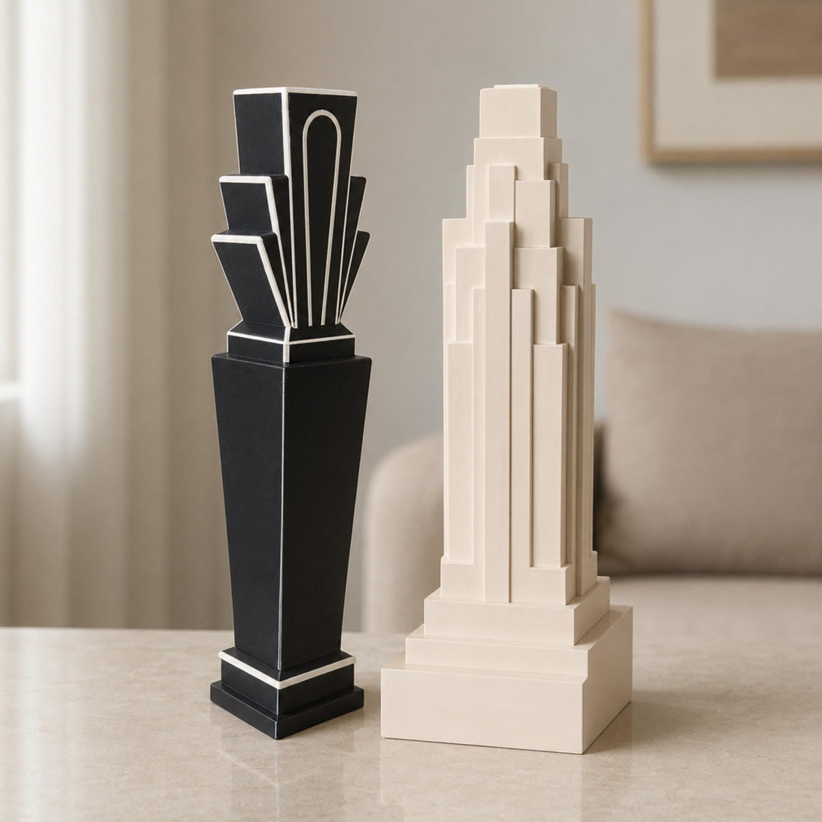 NYC Empire Pair | Empire State Building Vase & Manhattan Gotham Tower Vase | Art Deco Skyscraper Decor Gift