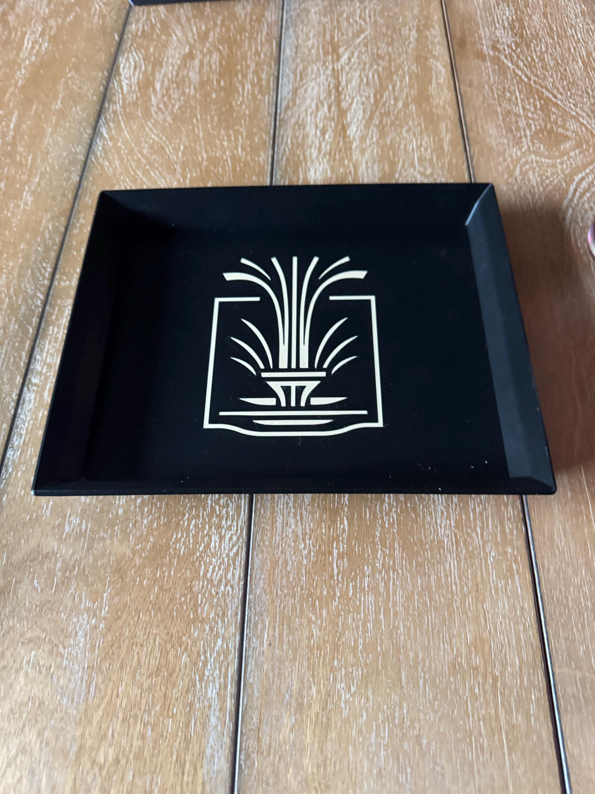 Fountain Art Deco Tray Black Tan  Elegant Geometric Catchall, Decorative Display Accent, Modern Vanity or Entryway Organizer, Serving  Tray