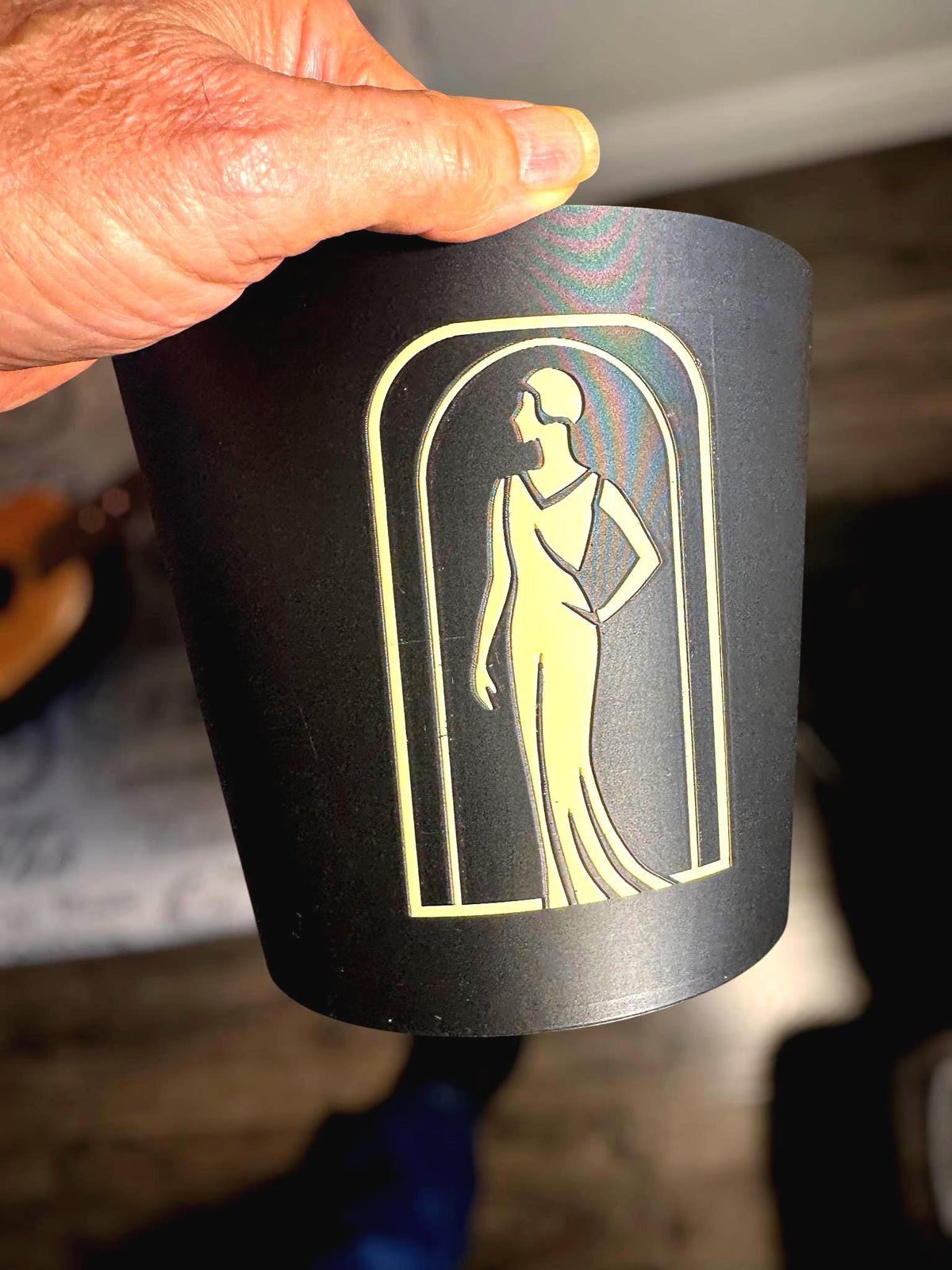 Art Deco Lady in Black Cachepot Planter  Elegant Two-Tone Vase, Black and Matte Tan Home Accent for Modern Interiors