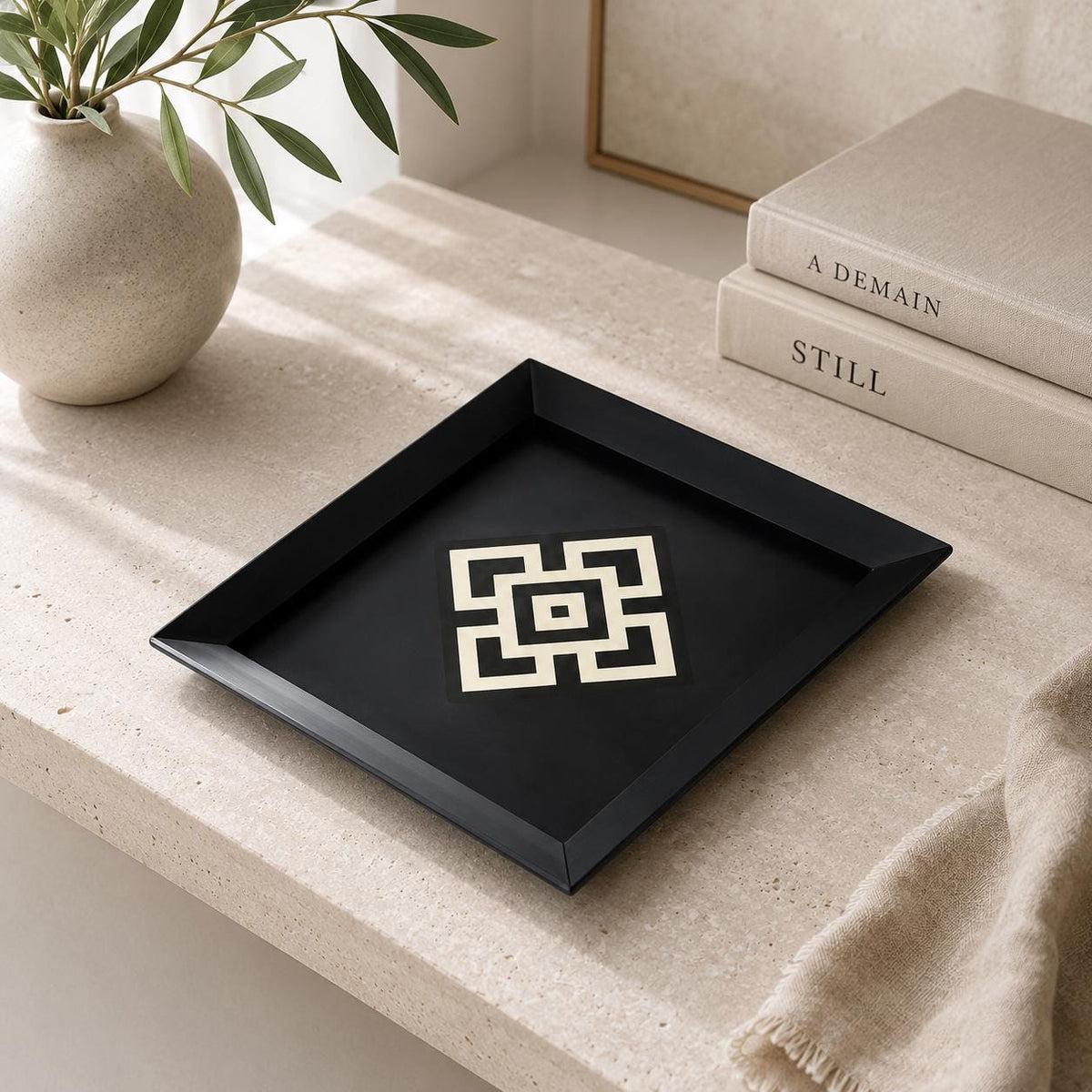 Geometric Home Decor Set | Andean Vase, Tray & Coasters | Coffee Table Decor | Housewarming Gift