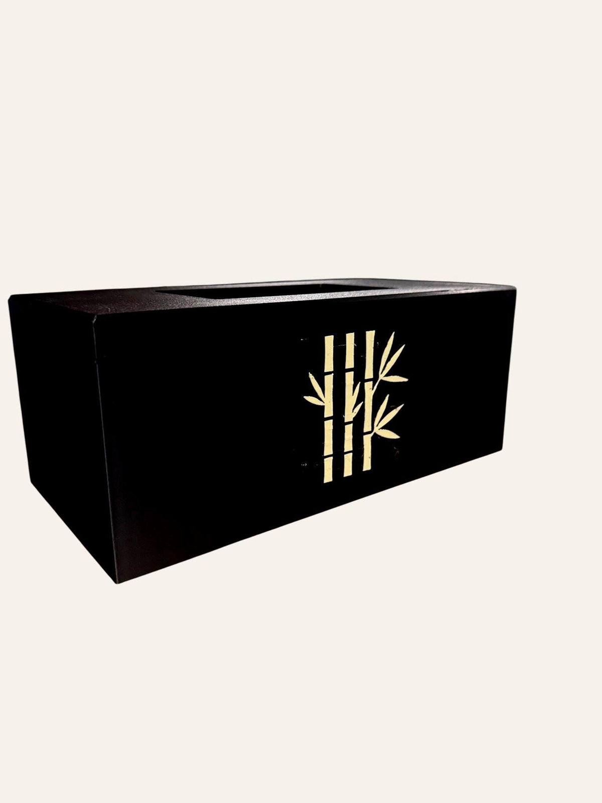 Bamboo Tissue Box Cover Black and Ivory, Modern Zen Tissue Holder, Rectangular Bathroom Decor, Japanese Style Gift