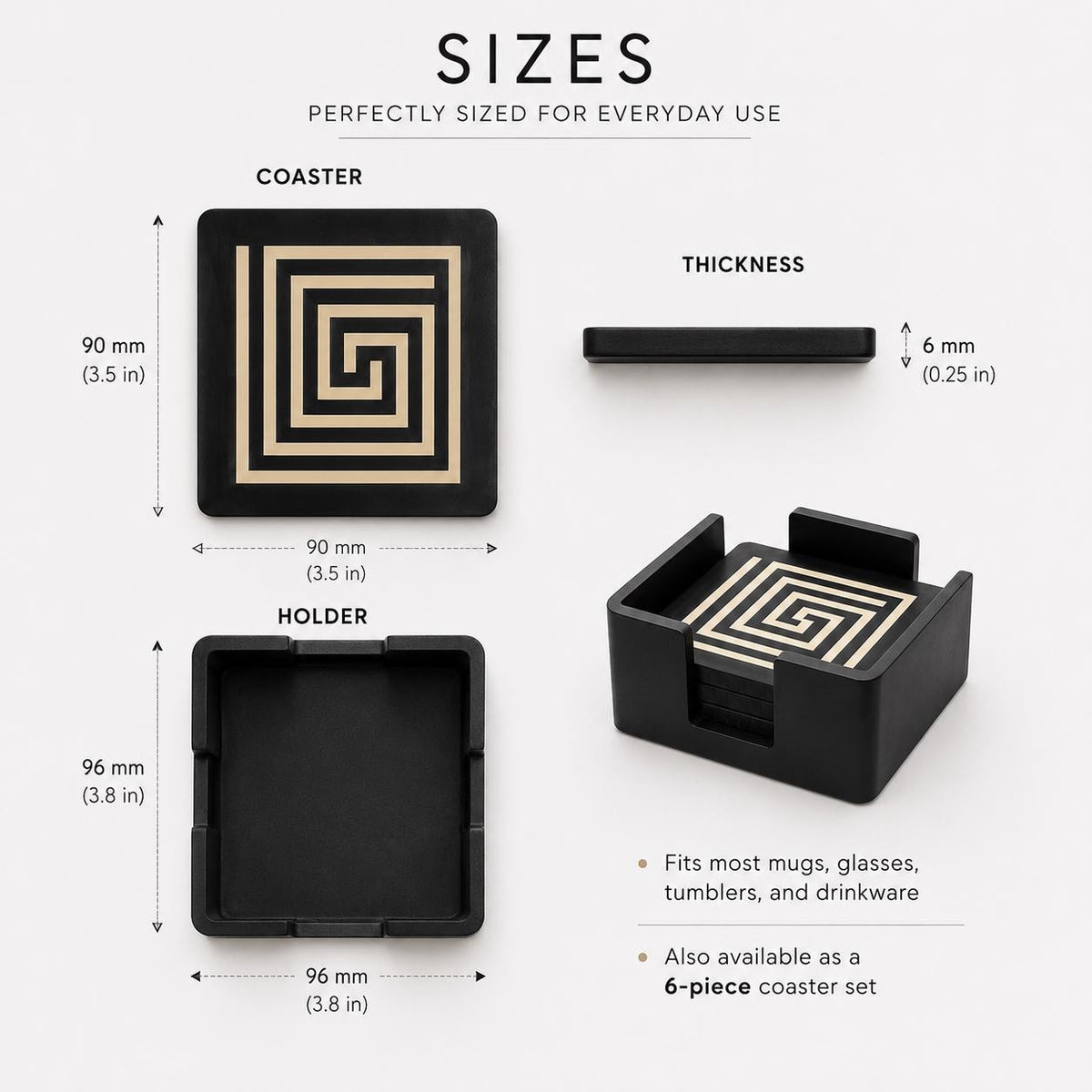 Art Deco Coaster Set | Geometric Drink Coasters | Coffee Table Decor | Mayan Inspired Gift