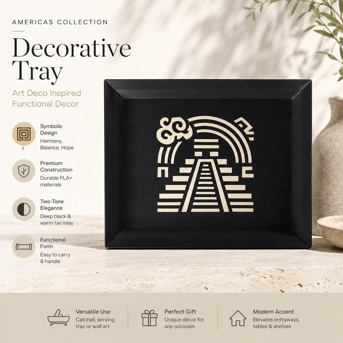 Decorative Tray | Art Deco Catchall Tray | Coffee Table Decor | Entryway Organizer