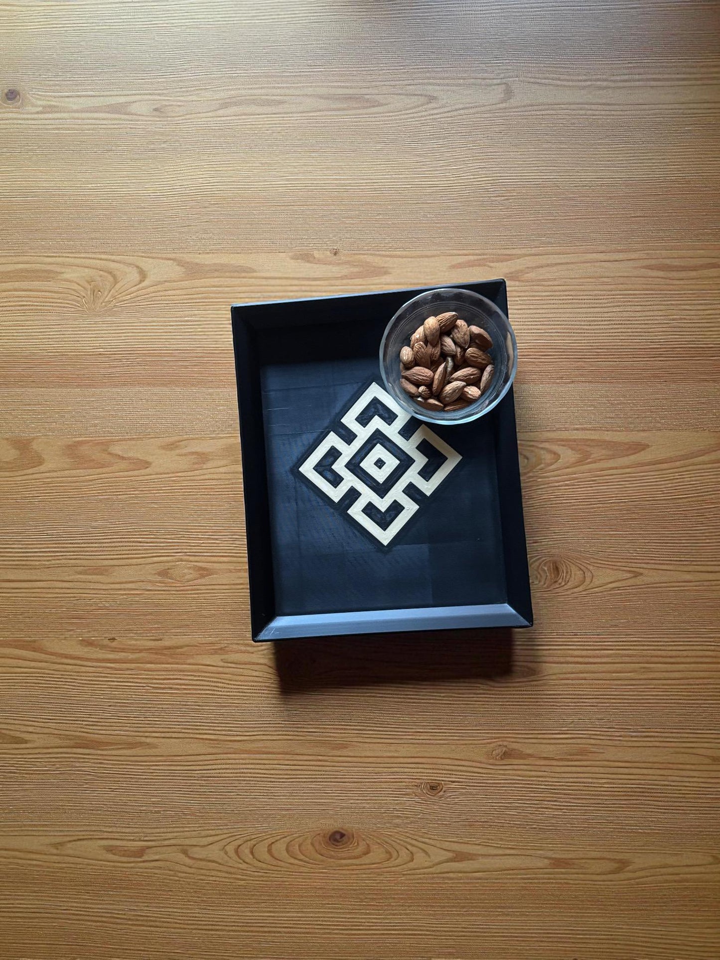 Andean Interlocking Tray   Black and Tan Accent, Modern Heritage Design, Catchall or Coffee Table Tray from our Americas Collection
